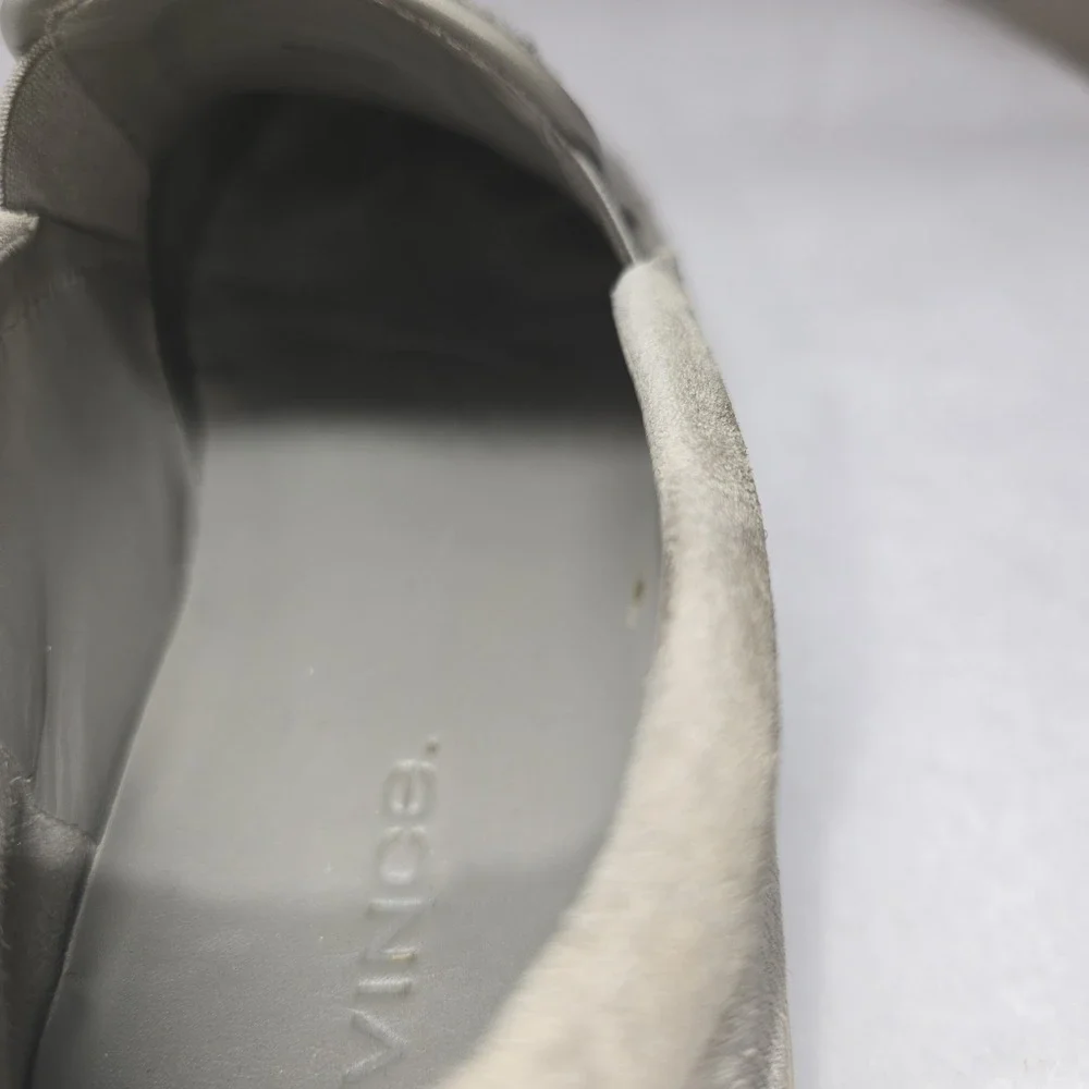 Vince Knit Leather Sneakers Gray Slip-On Shoes Textured Casual Preppy Womens 7.5